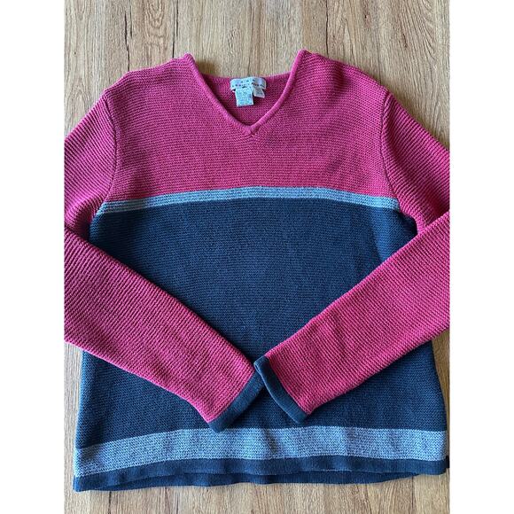 AKA Eddie Bauer Vintage Red Stripped Sweater Women's Size Medium - Picture 1 of 5